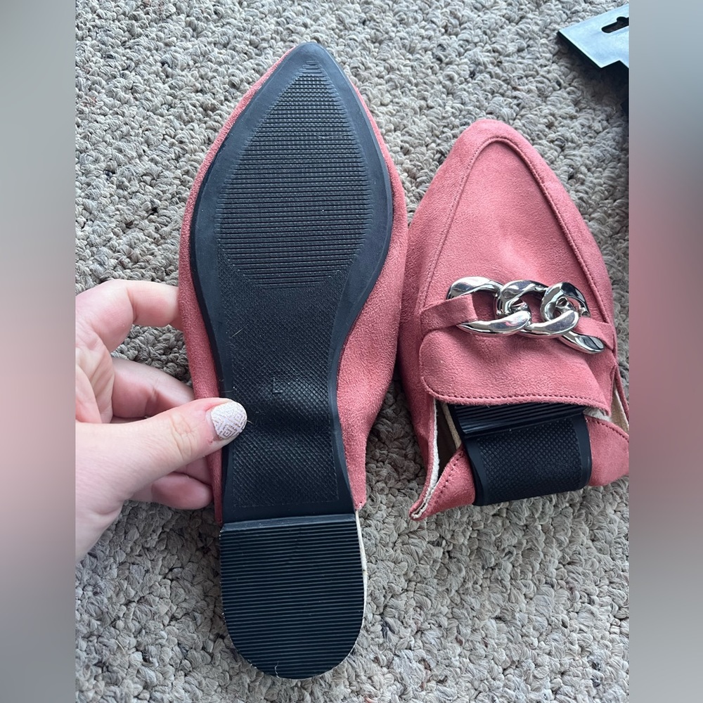 Pink Chain Detail Loafers